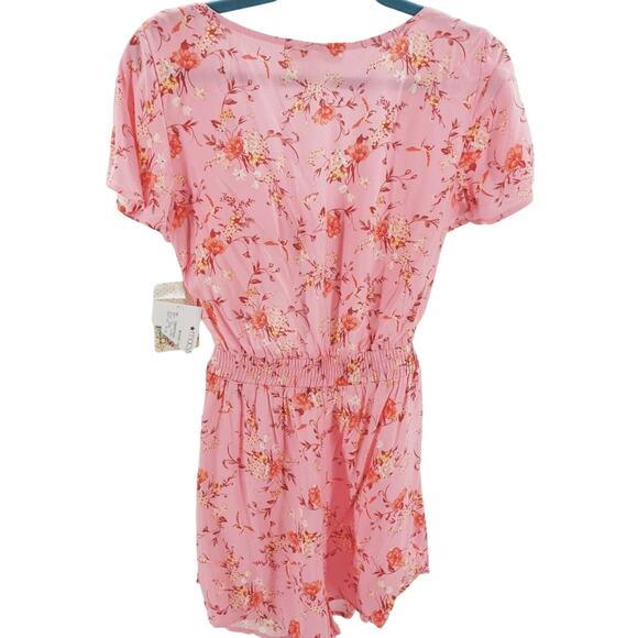 BEBPOP XS juniors pink floral short sleeve cutout romper NWT B126 - Picture 3 of 10